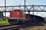 Locon 209 verlt am 03.06.2010 den Bf Stralsund Richtung Rgen