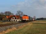 Die LOCON 211 mit dem Tchibo Containerzug  am 24.03.2012 unterwegs bei Sengenthal.