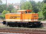 345 261-2 der LOCON LOGISTIK & CONSULTING AG in Berlin steht im hinteren Bereich des Bahnhof Eberswalde am 08.