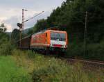 189 820 (Locon 501) mit H-Wagen Ganzzug in Fahrtrichtung Süden.