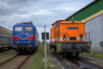 Locon 102 Lok der BR 346 und EGP Lok der BR 151  im Anschluss des Hafen's in Stralsund.