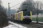 189 907 + 903 mit einem KLV Zug am 13.02.2010 bei Niederaudorf.