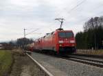 152-118 und 541-105 am 20.03.2010 mit einem KLV-Zug beim B Vogl wahrscheinlich ein verspteter KLV Zug aus Slowenien leider aber mit der falschen Vorspannlok.