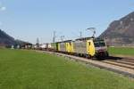 189 901 + 903 mit einem KLV Zug am 01.04.2012 bei Niederaudorf.