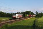 189 918 mit KLV Zug am 23.06.2012 bei Hilperting.