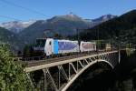 186 287 + 186 281 mit einem umgeleiteten KLV Zug am 08.09.2012 auf der Angertalbrcke.