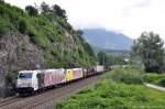 185 666 + ES 64 F4 - XXX mit KLV-Zug am 07.07.2012 bei Jenbach