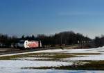 185 666 mit einem KLV nach Leipzig am 21.02.2012 bei Hilperting.