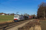 186 440 und 189 951 von Lokomotion mit einem KLV bei Großkarolinenfeld, aufgenommen am 10.