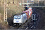 Metrans 386 032-7 auf der Hamm-Osterfelder Strecke in Recklinghausen 15.2.2022