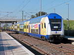 Nachuß auf 146 542-6 Metronom mit 7 Dosto (Metronom) in Richtung Lutherstadt Wittenberg bei der Durchfahrt durch  Gr0ßbeeren am 28.