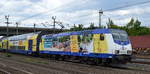 metronom Eisenbahngesellschaft mbH, Uelzen [D] mit  ME 146-02  [Name: Hansestadt Lüneburg] und neuerer Werbefolie mit der RB31 nach Lüneburg am 25.06.20 Ausfahrt Bf.