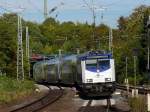 Die metronom-Lok 146 535 mit dem MEr 36656 Hamburg Hbf - Tostedt bei Einfahrt in Buchholz(Nordheide); 22.09.2009
