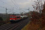 Zementleerzug von Regensburg nach Rüdersdorf in Jößnitz am 18.11.2017.