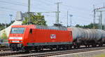 MEG 145 043-6 [NVR-Number: 91 80 6145 043-6 D-DB] seit Juni 2018 für MEG im Einsatz, hier mit Kesselwagenzug Durchfahrt Magdeburg Hbf, 20.07.18