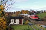 155 195-0 u 077 012 (MEG) mit DGS 88982 fuhr am 03.11.16 durch Jößnitz.