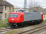 Am ehemaligen Kleinbahnhof,in Bergen/Rügen,wendete die MEG 145 022 am 04.Mai 2023.