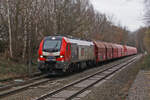 Hier zusehen ist 159 235 am 31.1.24 mit dem letzten Gips-/Güterzug vom HKW Chemnitz Nord kurz vor dem oberen Bahnhof von Wittgensdorf.