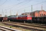 MEG 314 und EWR 232 154-5 am 13.05.2008 im Bahnhof Guben  