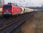 MEG-Zug59220 von Rdersdorf nach WRS bei der Einfahrt im Bahnhof Rostock-Seehafen.Aufgenommen am 30.12.08  