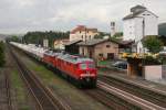 MEG 315 und eine weitere MEG Ludmilla mit einem Zementzug am 28.05.2010 in Wernberg.