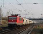 MEG 703 mit DGS 99623 Rdersdorf-Rostock-Seehafen bei der Einfahrt im Bahnhof Rostock-Seehafen.05.11.2011 