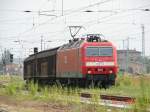 MEG 801 fuhr diesmal nicht mit seinem Zementzug nach Rostock. Aufgenommen am 21.7.06 in Gstrow