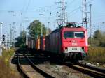 Am 04.10.2014 kam 156 003 (MEG 803) mit einem Containerzug aus Richtung Magdeburg nach Stendal und fuhr weiter in Richtung Wittenberge.