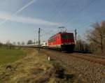 Zementleerzug von Regensburg nach Rüdersdorf mit MEG 701, aufgenommen nahe Plauen am 09.04.2015.