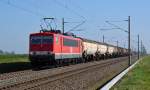 Die bei der MEG unter der Nummer 710 laufende 155 059 zog am 15.04.15 den Sluiskil-pendel durch Braschwitz Richtung Halle(S).