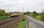 077 012, MEG 111 (298 102 und 203 002 zu sehen am 23.04.16 mit einem leeren Zementzug in Liebau/V.