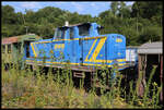 Im Freigelände des Eisenbahn Museum Bochum Dahlhausen traf ich am 14.8.2024 auf eine ehemalige DB Rangierlok mit der Nummer 360749-6 und hier am Ende des vorläufigen Daseins als MWB 601.