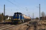 V 2101 der MWB mit einem Kesselzug in Haspelmoor (23.02.2008)