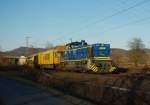 275 101-4 (V2101) der MWB brachte am 08.02.2011 einen Bauzug in Richtung Sden.