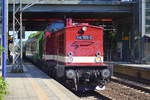 MTEG - Muldental-Eisenbahnverkehrsgesellschaft mbH mit   114 703-2  [NVR-Nummer: 92 80 1203 230-8 D-MTEG] und der Überführung eines historischen DR Personenwagen aus DDR Zeiten am 23.07.18