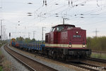 Die 204 703 der MTEG mit einen Bauzug bei Großkorbetha unterwegs am 17.04.2016