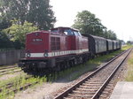 Die MTEG 112 703,mit dem Schweriner Traditionszug,am 10.Juli 2016,während der Pause in Bergen/Rügen.