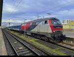 NeSA - Lok 92 80 1 218 256-6 mit einem Extrazug im Badischen Bahnhof in Basel am 04.02.2024