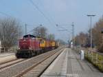 DIe V100 1041 zog am 11.3 einen Schleifzug als DGV75677  Bochum Langendreer Lgf - Aachen Rothe Erde Gbf durch Anrath.