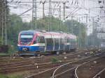 Zwei Triebwagen der Prignitzer Eisenbahn PEG bei der Ausfahrt aus Dortmund Hbf.