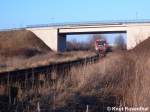 PEG-RS1 auf dem Weg von Meyenburg (Prignitz) nach Neustadt (Dosse) kurz vor dem Haltepunkt Falkenhagen (Prignitz).