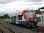 BR 650 Regioshuttle als PE73 nach Neustadt(Dosse) im Bahnhof Pritzwalk.(15.7.2011)