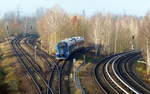 In Berlin Biesdorf begegnete mit ein Pesa Link der Niederbarnimer Eisenbahn in Doppeltraktion. Wegen Bauarbeiten pendelte der Zug zwischen Strausberg und Lichtenberg. 2.12.2017