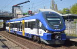 NEB mit VT 632.007/SA 139 021 (95 80 0632 026-0 D-NEBB) auf dem Weg zur Bereitstellung Bf. Berlin-Lichtenberg am 16.04.19 Durchfahrt Bf. Berlin-Hohenschönhausen auf dem Gegengleis.