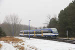 NEB VT 730 // Aufgenommen vom Bahnübergang Mühlenbecker Damm am Bahnhof Basdorf (DS100: BBAS) in Wandlitz.