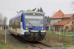 NEB VT 005 // Aufgenommen vom Bahnübergang  An der Storkower Straße  in Heidesee.