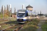 KOSTRZYN nad Odrą (Woiwodschaft Lebus), 09.10.2010, VT 731 der NEB als NE26 nach Berlin-Lichtenberg bei der Ausfahrt    