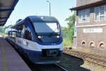 KOSTRZYN nad Odrą (Woiwodschaft Lebus), 25.05.2012, VT 734 als NE26 von Berlin-Lichtenberg hat soeben den Zielbahnhof erreicht und fährt in einigen Minuten wieder zurück