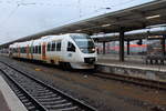 Der VT 2.12 der Eurobahn (95 80 0643 360-0 D-ERB) im Dienste der NEB auf der RB 25 von Berlin Ostkreuz nach Werneuchen am 19.02.2017 in Berlin-Lichtenberg.