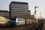 145 086-5 der NIAG mit einem Kohlezug nach Moers Gbf bei der Durchfahrt duch Dsseldorf-Rath am 28.03.2011